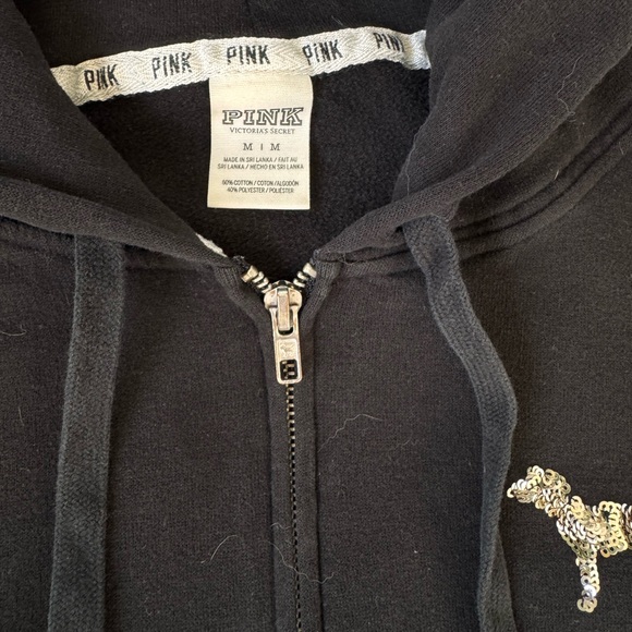 Y2K classic Victoria's Secret Black Hoodie Sequins - Picture 3 of 6